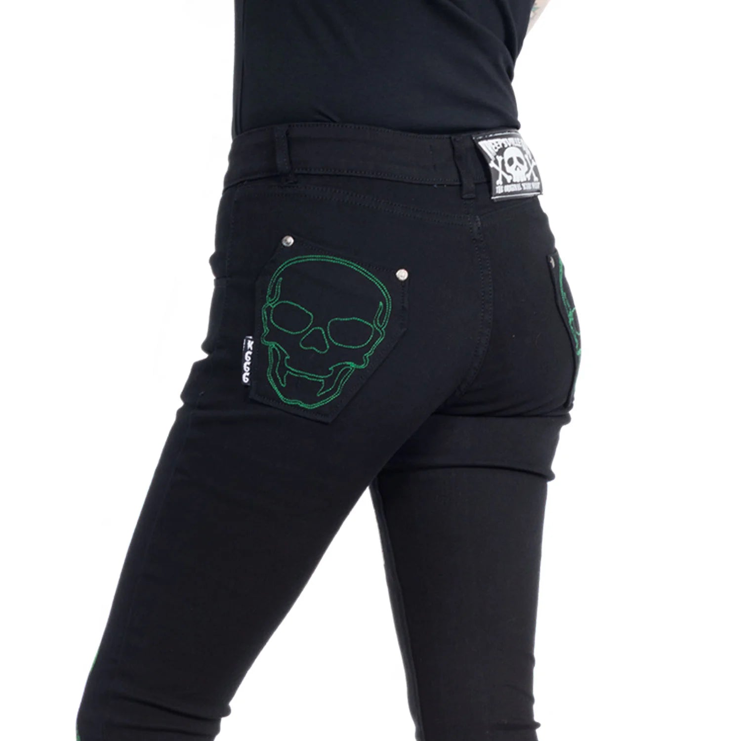 Skeleton Skinny Jeans Green Bone