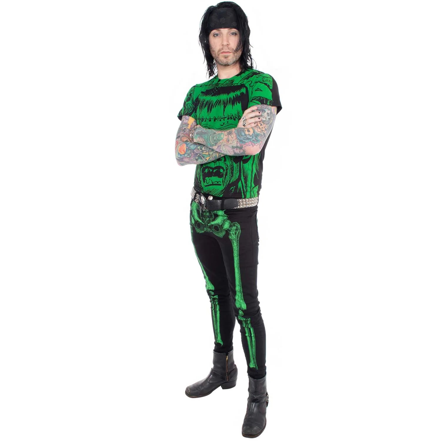 Skeleton Skinny Jeans Green Bone