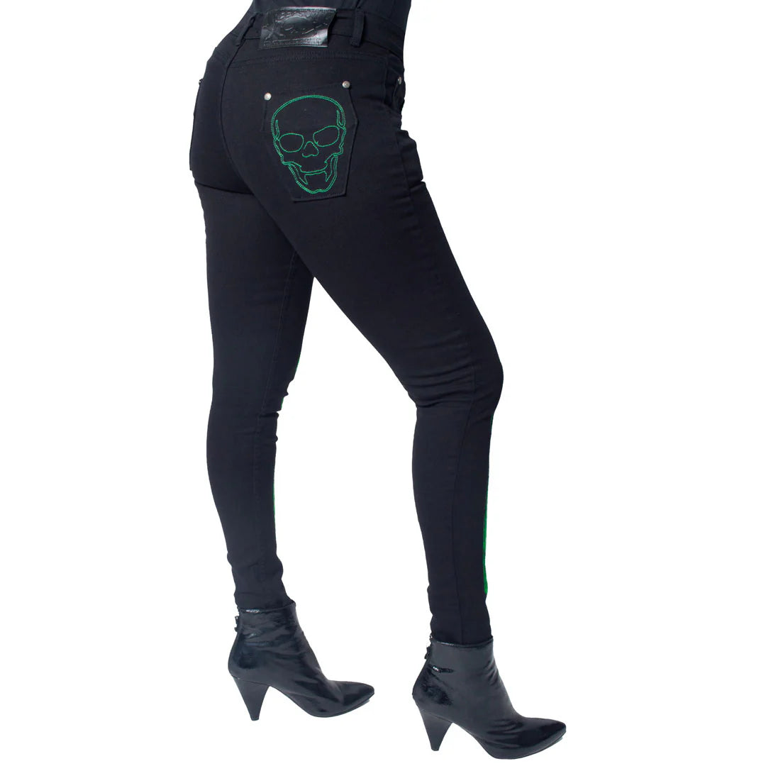 Skeleton Skinny Jeans Green Bone