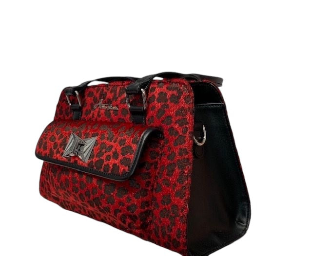 Cosmo Red Leopard Handbag Purse Hip Crypt Star Struck Clothing Retro Vintage Style Rockabilly Pinup 