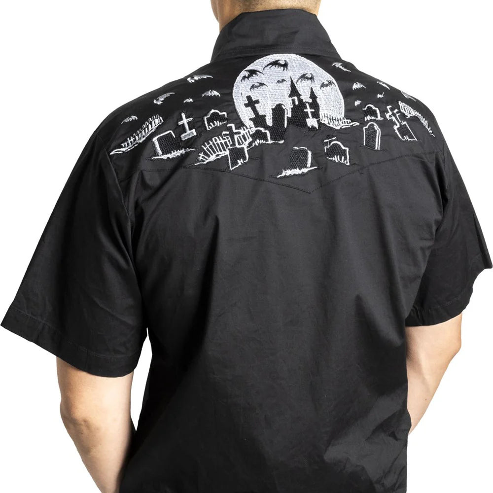 Nighttime Cemetery Western Shirt