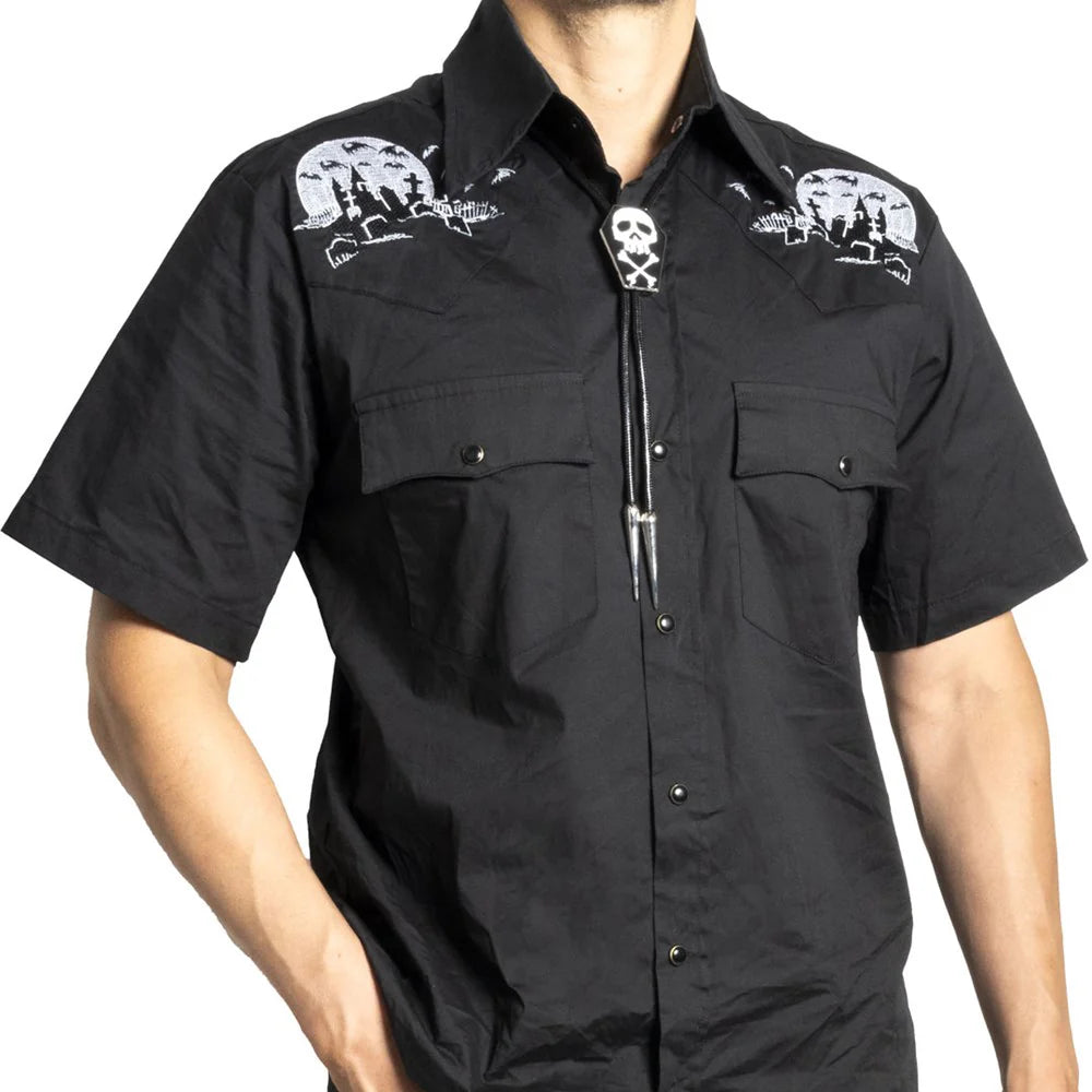 Nighttime Cemetery Western Shirt