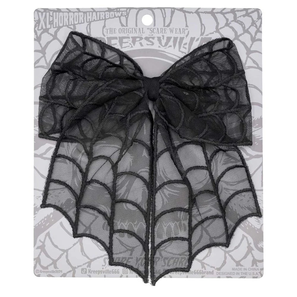 Spiderweb Lace Hair Bow Hair Hip Crypt Kreepsville Halloween Goth Spooky Season Barrettes