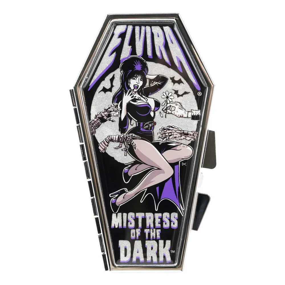 Elvira Monster Hand Glitter Coffin Compact Hip Crypt Kreepsville Horror Halloween Makeup 