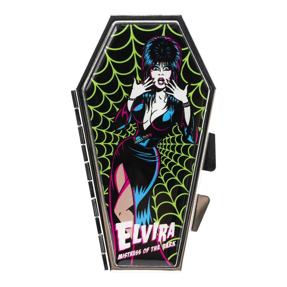 Elvira Neon Web Coffin Compact Hip Crypt Kreepsville Horror Halloween Makeup 