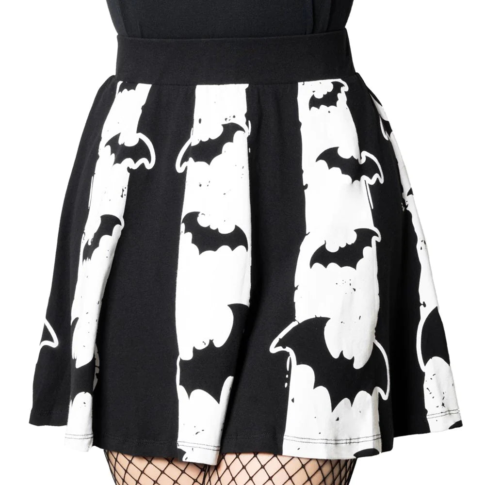 Bat Stripe White Skater Skirt Hip Crypt Kreepsville Halloween Spooky Season