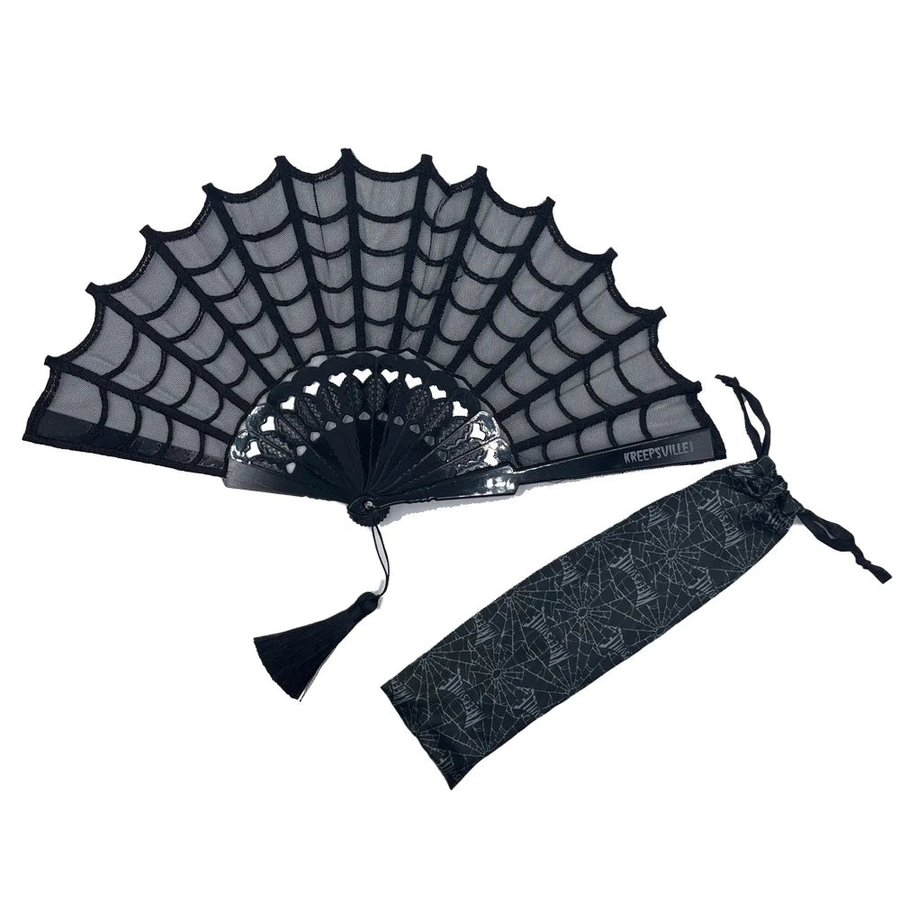 Spiderweb Lace Hand Fan Accessories Goth Hip Crypt Kreepsville Halloween Spooky Season