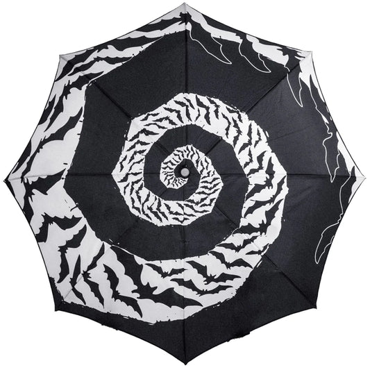 Skull Handle Bat Swirl Umbrella Kreepsville Halloween Hip Crypt Parasol Accessories Horror