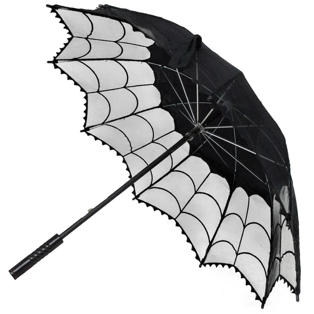 Spiderweb Lace Parasol Kreepsville Halloween Hip Crypt Parasol Accessories Horror