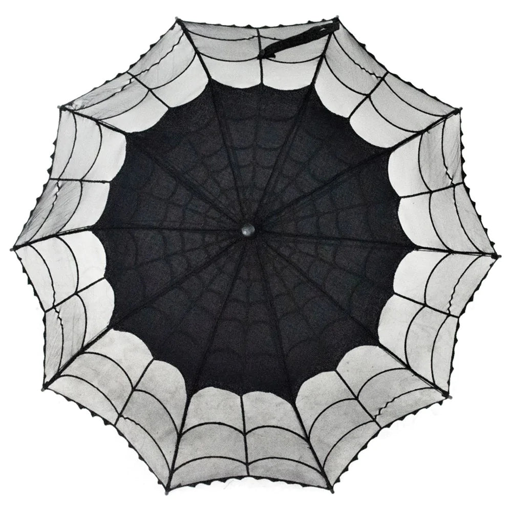 Spiderweb Lace Parasol Kreepsville Halloween Hip Crypt Parasol Accessories Horror