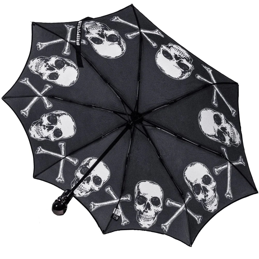 Skull Handle Anatomical Skull And Bones Umbrella Kreepsville Halloween Hip Crypt Parasol Accessories Horror